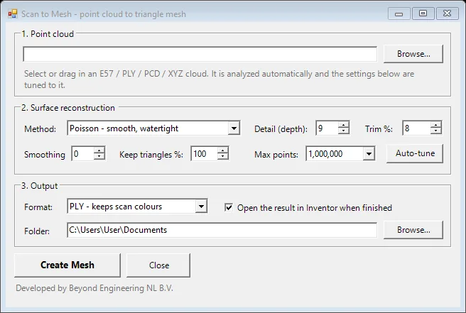 Scan to Mesh dialog