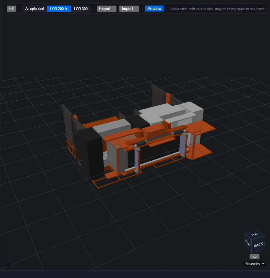 The catalog authoring bench with a machine previewed