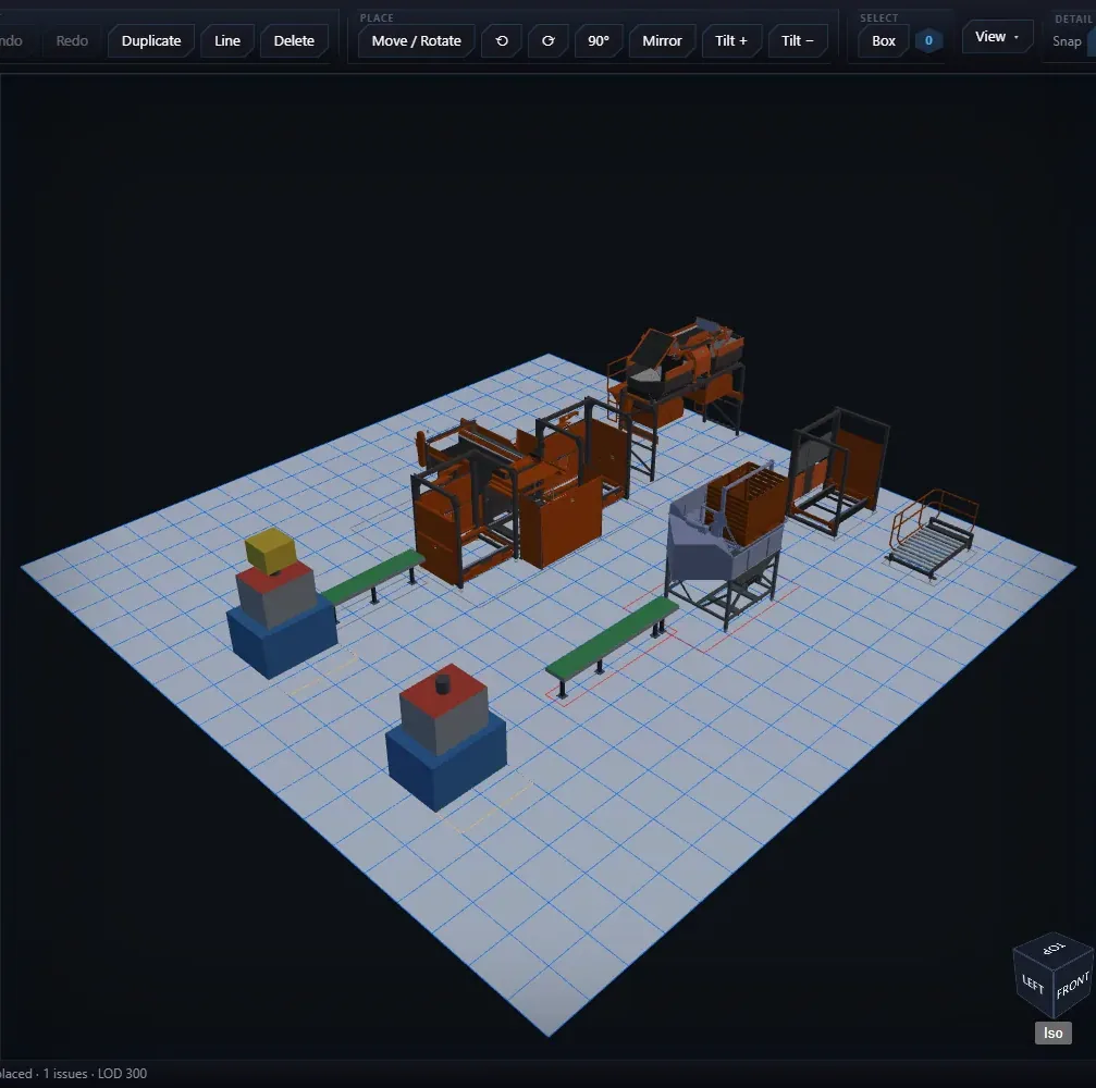 The sales sandbox: a production line placed in a hall